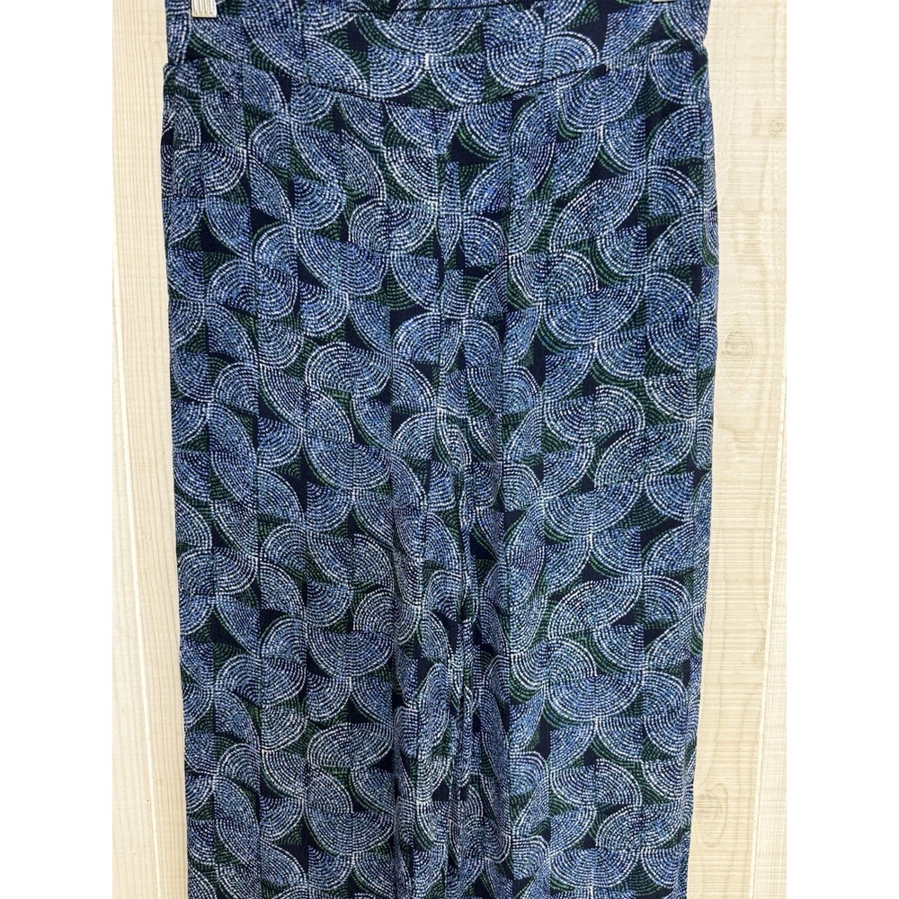 EVEREVE Palazzo Wide Leg High Rise Pants M Blue Green Boho Flowy Coastal Resort - Picture 2 of 11